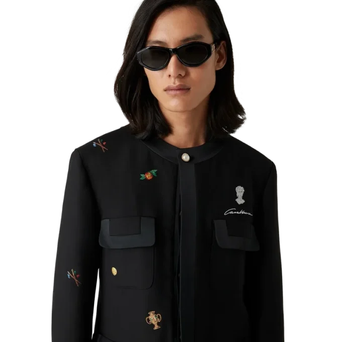 Embroidered Motif Wool Tailored Jacket Embroidered Motif Wool Tailored Jacket