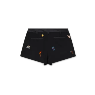 Embroidered Motif Wool Tailored Shorts