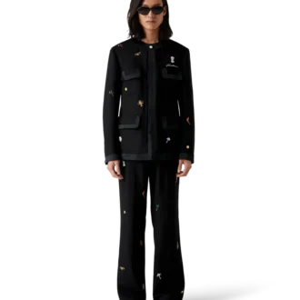 Embroidered Motif Wool Tailored Jacket