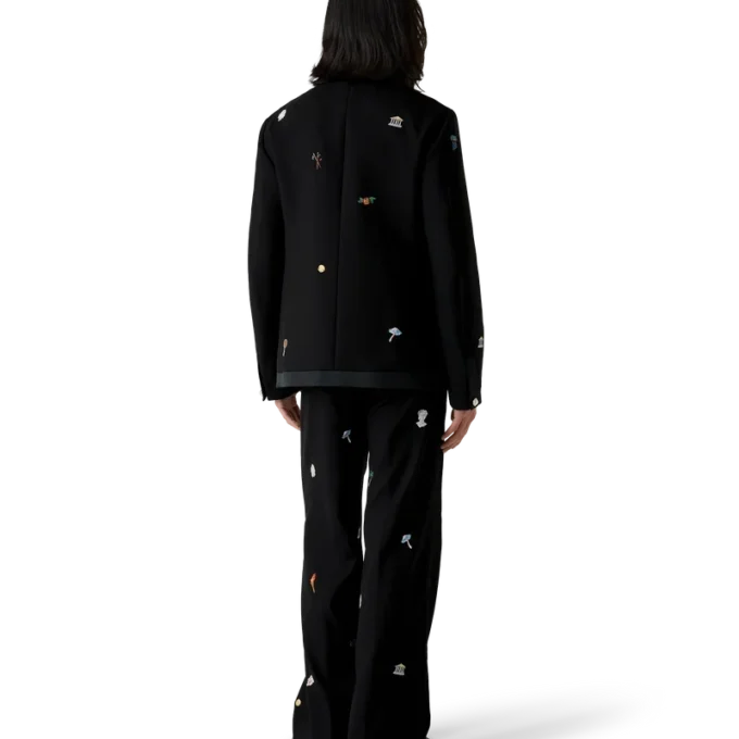 Embroidered Motif Wool Tailored Jacket Embroidered Motif Wool Tailored Jacket