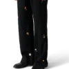 Embroidered Motif Wool Tailored Trousers