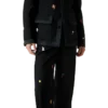 Embroidered Motif Wool Tailored Trousers