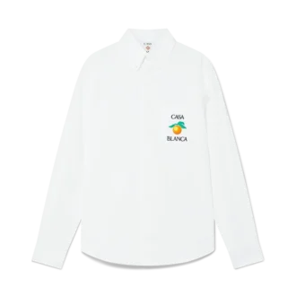 Embroidered Orange Oxford Shirt
