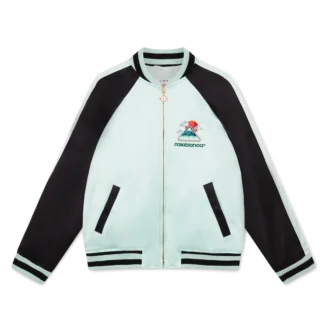 Embroidered Satin Bomber Jacket