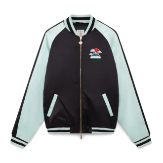 Embroidered Satin Bomber Jacket