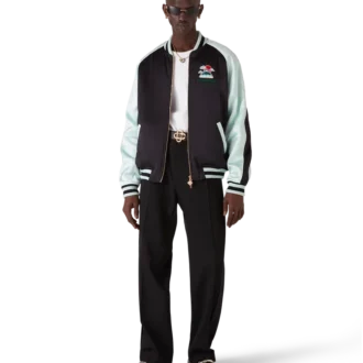 Embroidered Satin Bomber Jacket