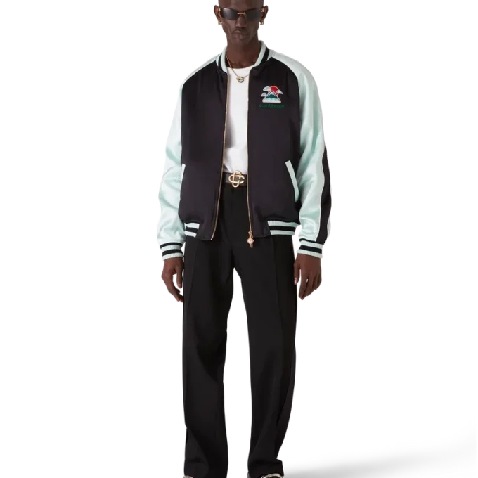 Embroidered Satin Bomber Jacket Embroidered Satin Bomber Jacket