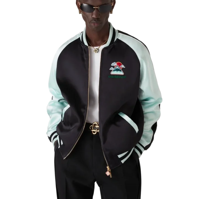 Embroidered Satin Bomber Jacket Embroidered Satin Bomber Jacket