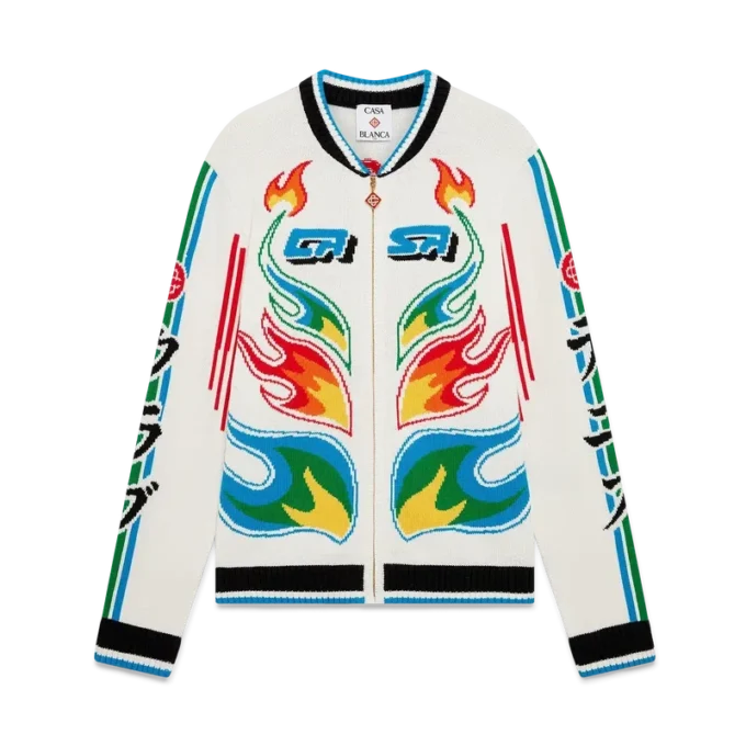 Flame Laurel Cotton Knit Casa Club Jacket Flame Laurel Cotton Knit Casa Club Jacket