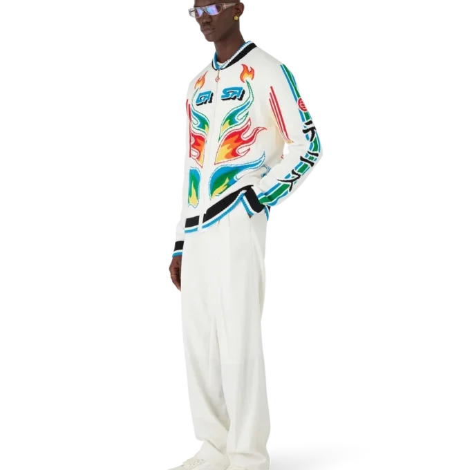Flame Laurel Cotton Knit Casa Club Jacket Flame Laurel Cotton Knit Casa Club Jacket