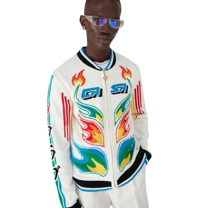 Flame Laurel Cotton Knit Casa Club Jacket Flame Laurel Cotton Knit Casa Club Jacket