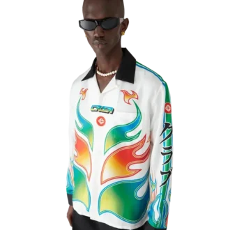 Flame Laurel Long Sleeve Silk Twill Shirt