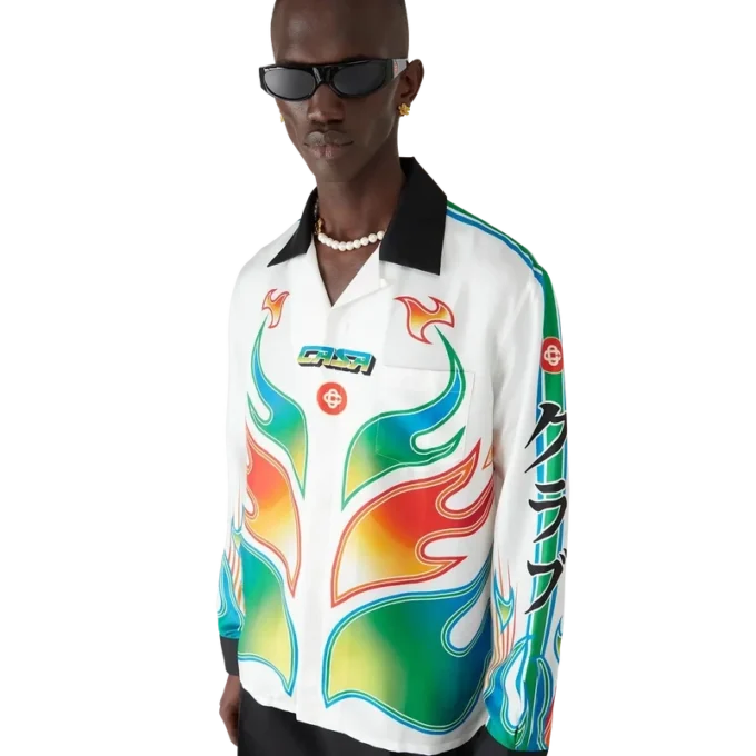 Flame Laurel Long Sleeve Silk Twill Shirt