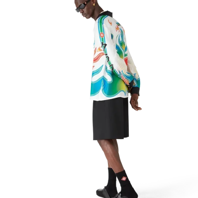 Flame Laurel Long Sleeve Silk Twill Shirt