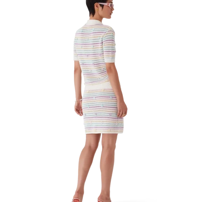 Flower Stripe Cotton Crochet Polo Flower Stripe Cotton Crochet Polo