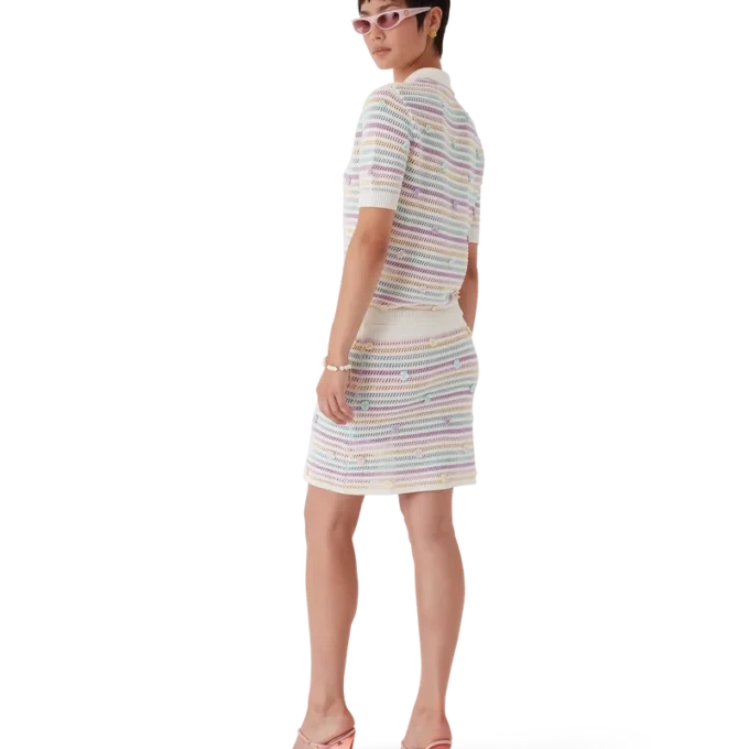 Flower Stripe Cotton Crochet Skirt Flower Stripe Cotton Crochet Skirt