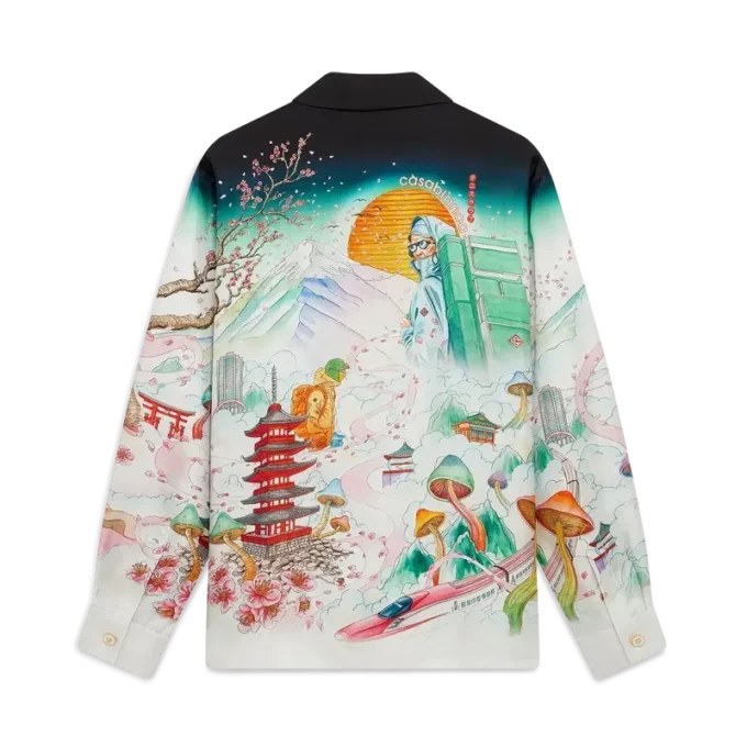 Flowers Long Sleeve Silk Twill Shirt