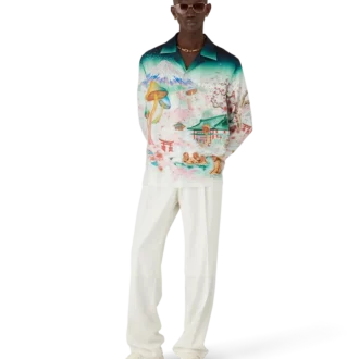 Flowers Long Sleeve Silk Twill Shirt