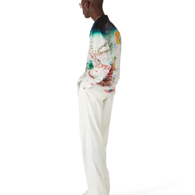 Flowers Long Sleeve Silk Twill Shirt