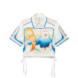 Fuji Dream Short Sleeve Silk Cropped Shirt