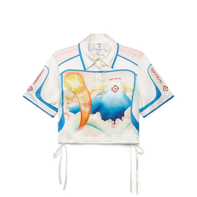 Fuji Dream Short Sleeve Silk Cropped Shirt Fuji Dream Short Sleeve Silk Cropped Shirt