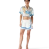 Fuji Dream Short Sleeve Silk Cropped Shirt Fuji Dream Short Sleeve Silk Cropped Shirt
