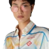 Fuji Dream Short Sleeve Silk Cropped Shirt Fuji Dream Short Sleeve Silk Cropped Shirt