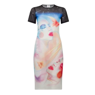 Galactic Connection Mesh Short Sleeve Dress