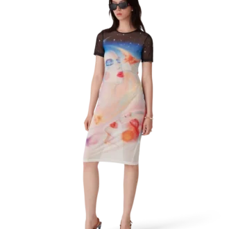 Galactic Connection Mesh Short Sleeve Dress