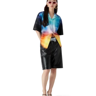 Gradient Check Viscose Blend Short Sleeve Shirt Gradient Check Viscose Blend Short Sleeve Shirt