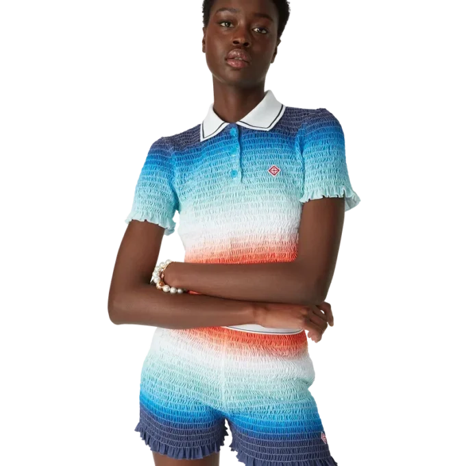 Gradient Cropped Polo Shirt