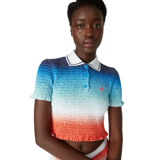 Gradient Cropped Polo Shirt