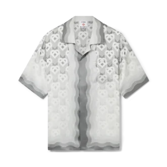 Gradient Heart Monogram Short Sleeve Silk Shirt