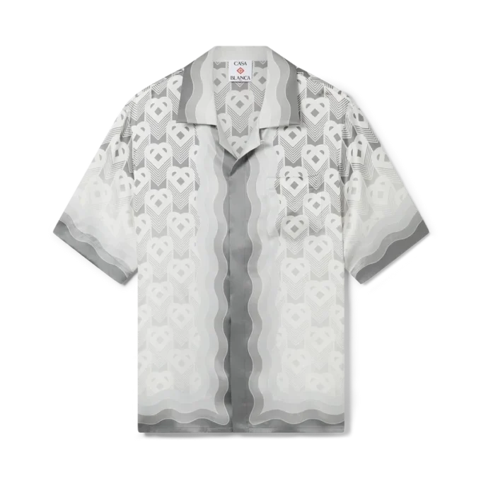 Gradient Heart Monogram Silk Shirt