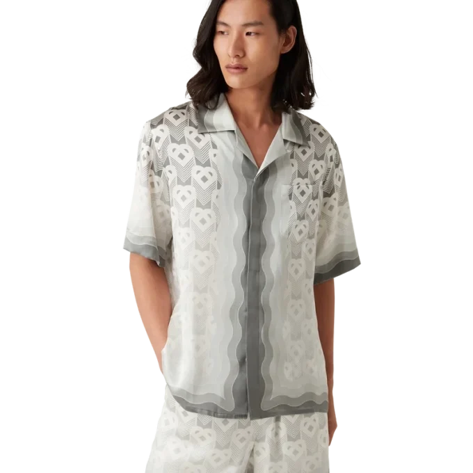 Gradient Heart Monogram Silk Shirt
