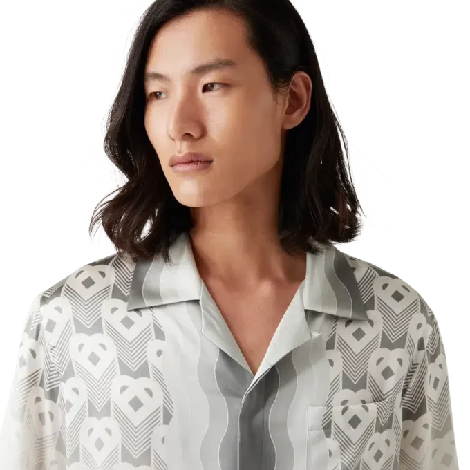 Gradient Heart Monogram Silk Shirt
