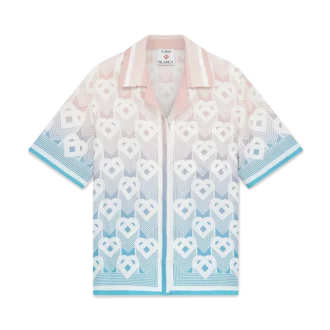 Gradient Heart Monogram Silk Short Sleeve Shirt