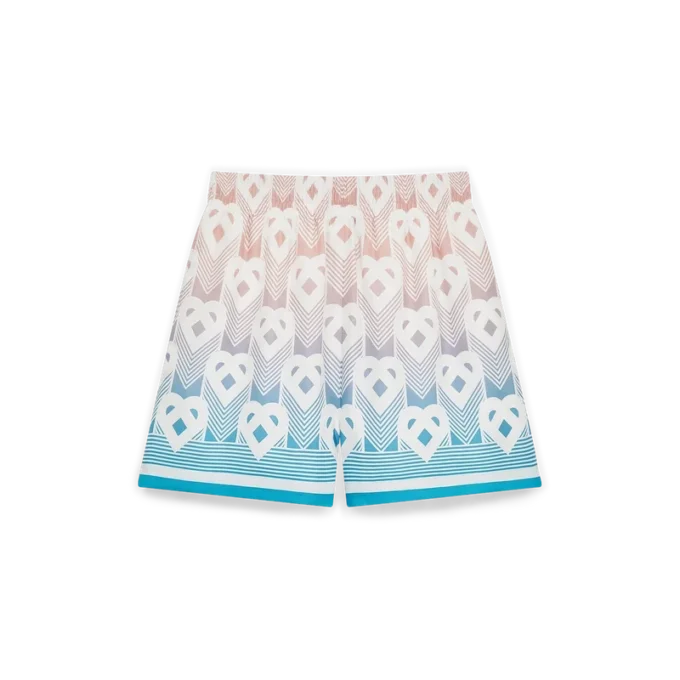 Gradient Heart Monogram Silk Shorts