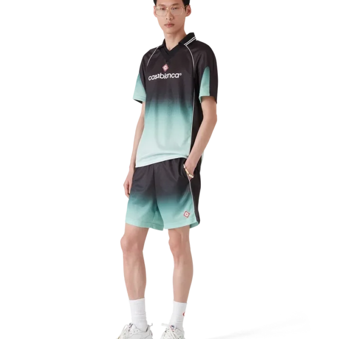 Gradient Monogram Jacquard Short Sleeve Football Shirt Gradient Monogram Jacquard Short Sleeve Football Shirt
