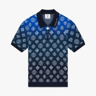 Gradient Monogram Knitted Short Sleeve Polo Shirt