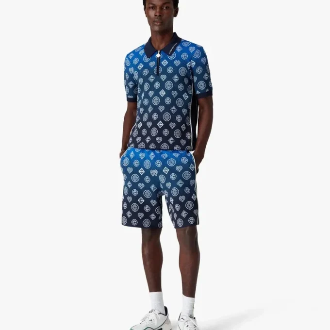 Gradient Monogram Knitted Short Sleeve Polo Shirt Gradient Monogram Knitted Short Sleeve Polo Shirt