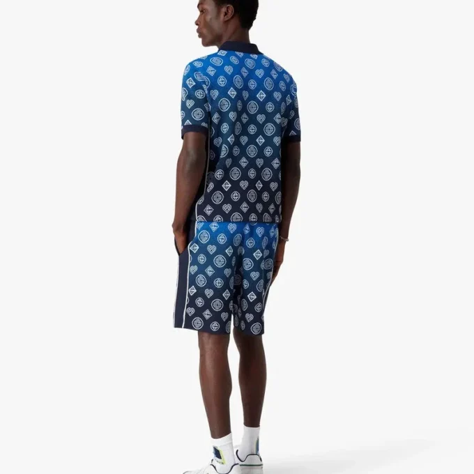 Gradient Monogram Knitted Short Sleeve Polo Shirt Gradient Monogram Knitted Short Sleeve Polo Shirt