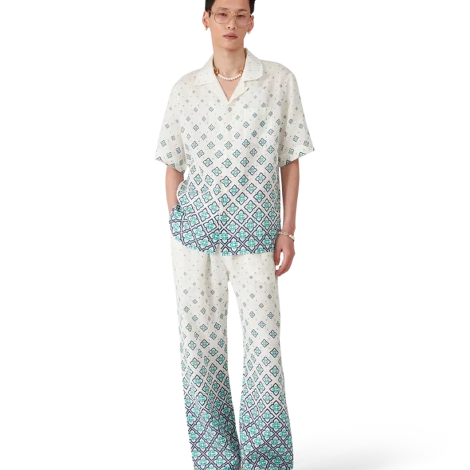 Gradient Monogram Linen Trousers Gradient Monogram Linen Trousers