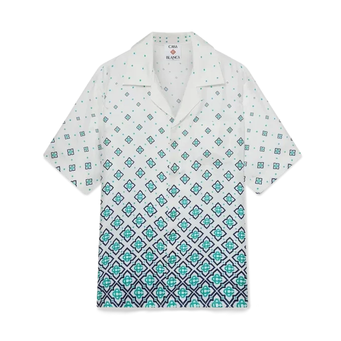 Gradient Monogram Short Sleeve Silk Shirt
