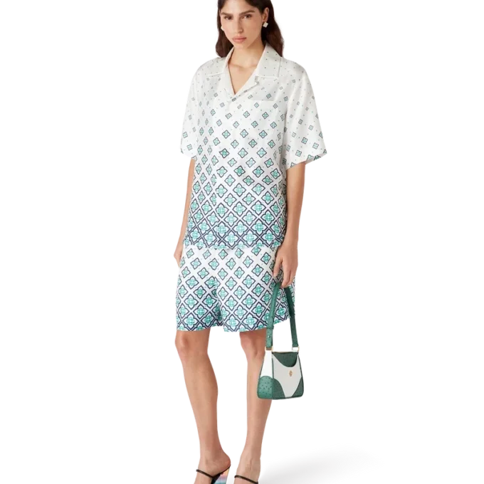 Gradient Monogram Short Sleeve Silk Shirt