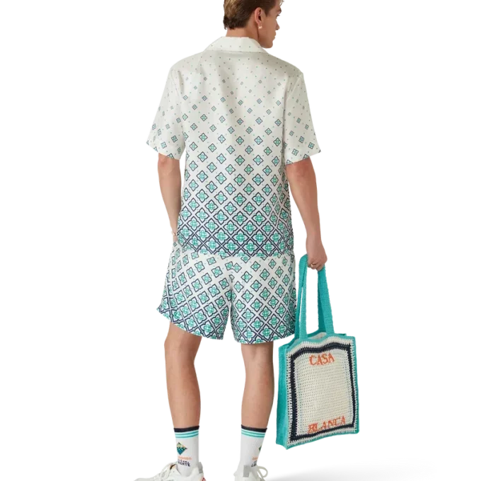 Gradient Monogram Short Sleeve Silk Shirt