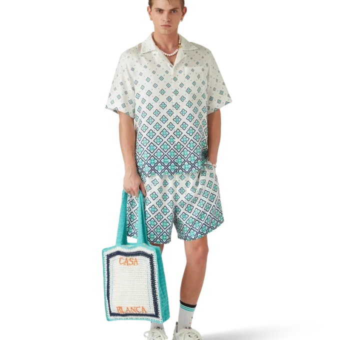 Gradient Monogram Short Sleeve Silk Shirt