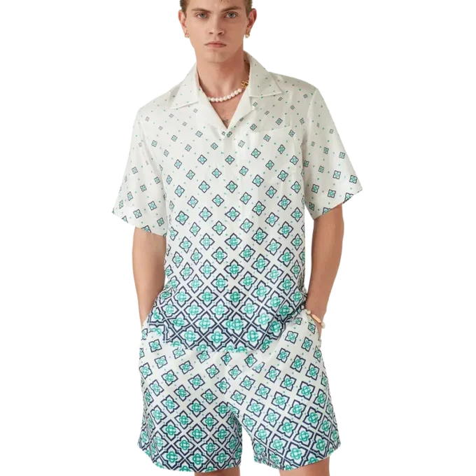 Gradient Monogram Short Sleeve Silk Shirt