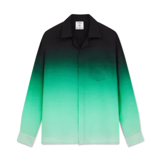 Gradient Ping Pong Jacquard Long Sleeve Silk Shirt