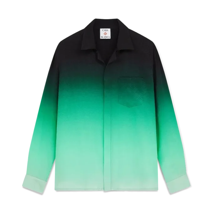Gradient Ping Pong Jacquard Long Sleeve Silk Shirt Gradient Ping Pong Jacquard Long Sleeve Silk Shirt